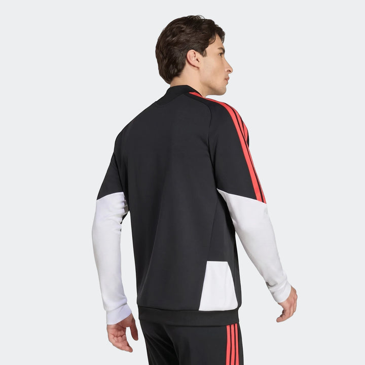 Male model wearing a black, red, and white Adidas Tiro 26 Competition Training Jacket, shown from the back.