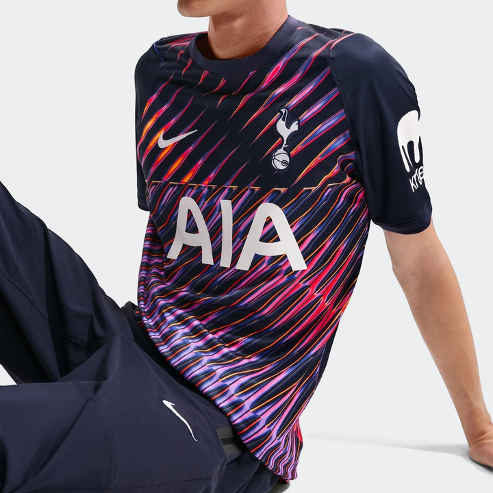 Tottenham Hotspur 2026/27 Stadium Away Men's Nike Dri-Fit Soccer Replica Jersey in dark blue with vibrant stripe pattern.