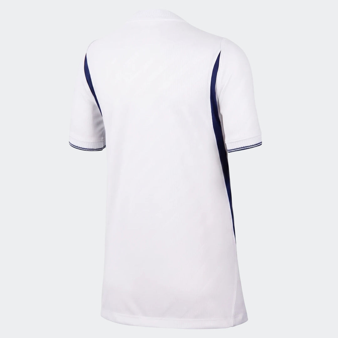 Back view of the Tottenham Hotspur 2026/27 Stadium Home Big Kids' Nike Dri-Fit Soccer Replica Jersey in white with navy blue