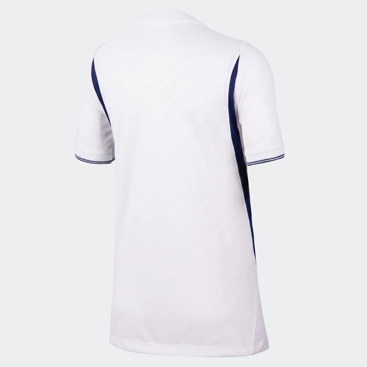 Back view of the Tottenham Hotspur 2026/27 Stadium Home Big Kids' Nike Dri-Fit Soccer Replica Jersey in white with navy blue