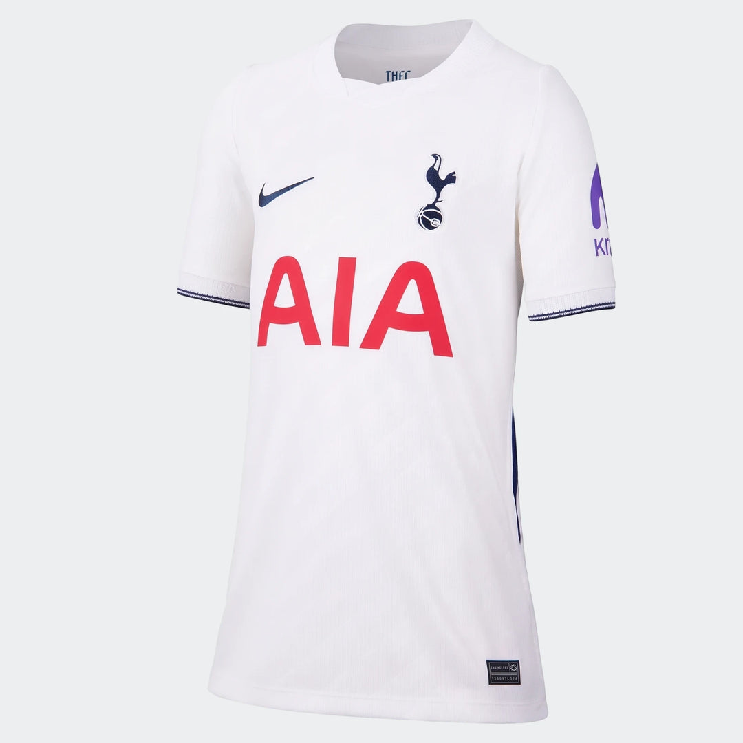 White Tottenham Hotspur 2026/27 Stadium Home Big Kids' Nike Dri-Fit soccer replica jersey with sponsor logos and club crest,