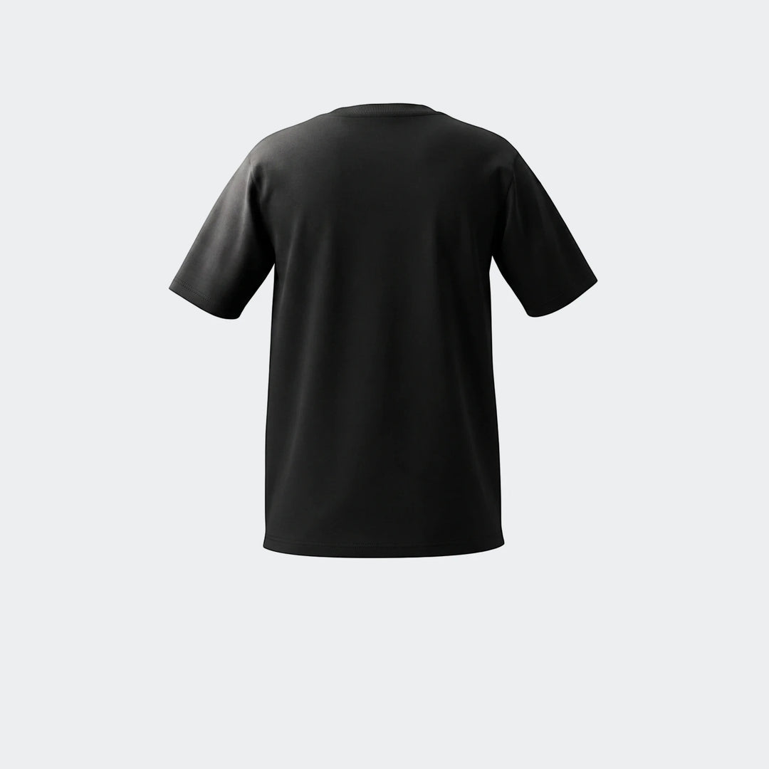 Black Varsity Gold Tl Y short-sleeve t-shirt, shown from the back, ideal for casual wear or athletic activities.
