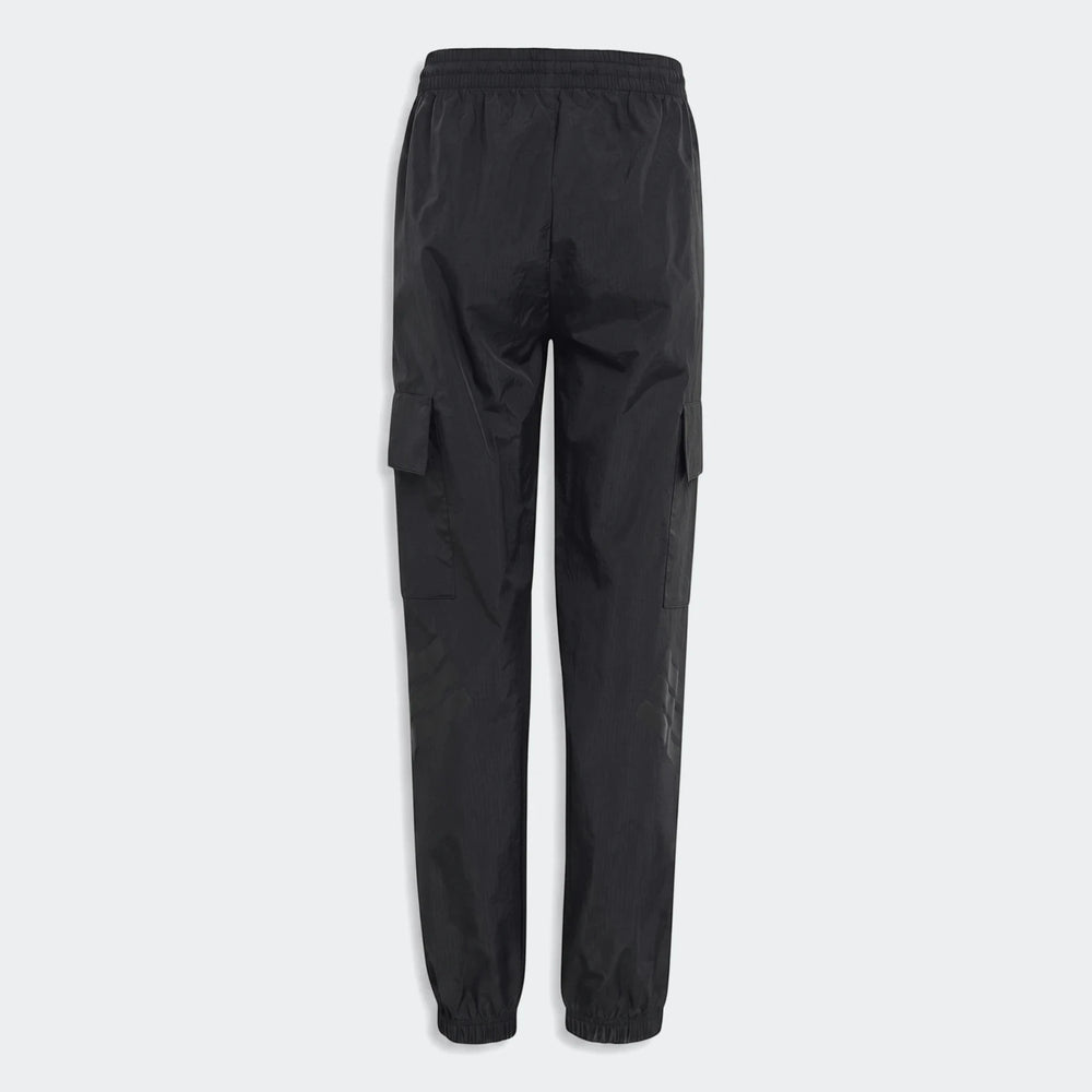 Youth Mercedes-AMG Petronas Formula 1 Team Night Woven Pants in black, featuring a cargo style and elasticated cuffs, shown