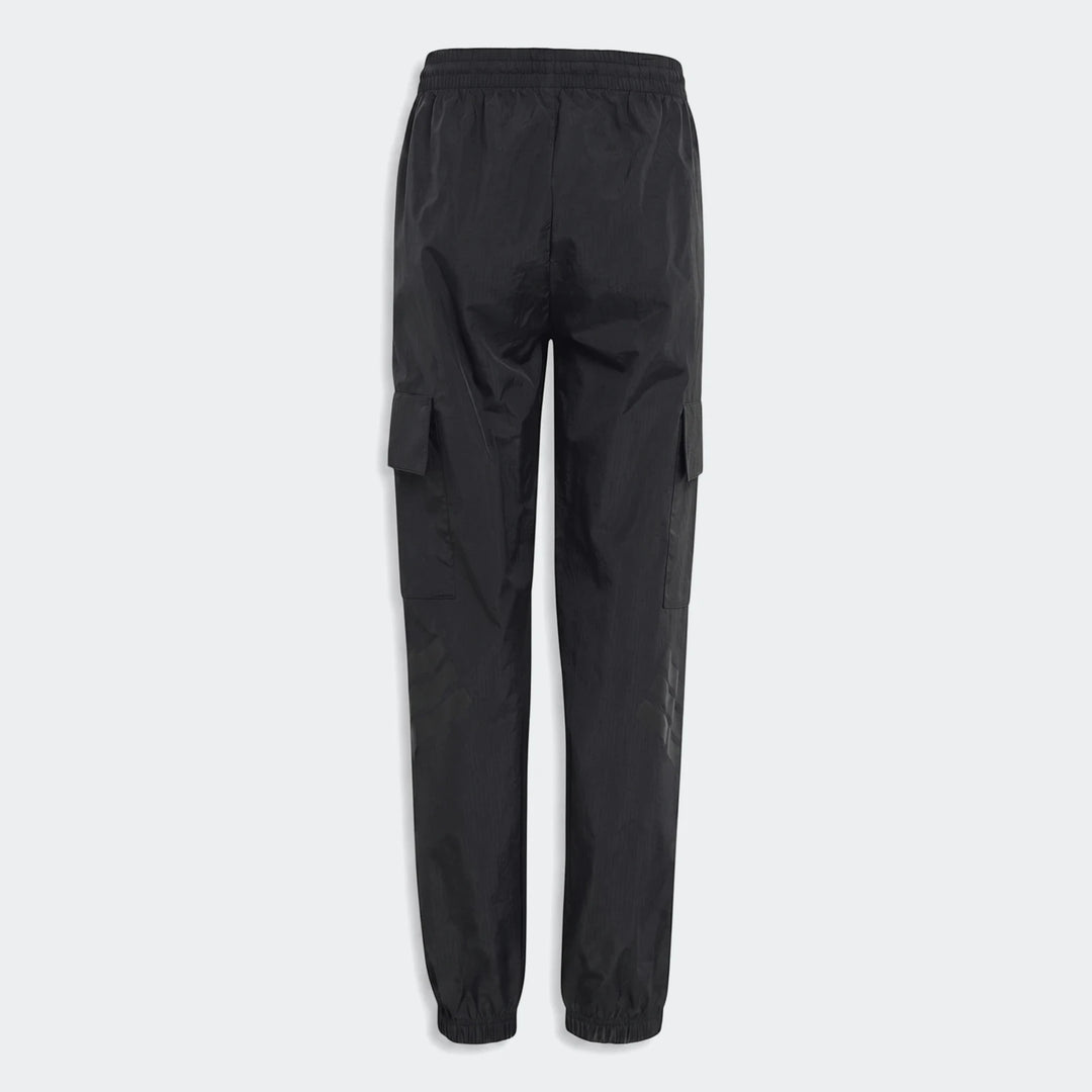 Youth Mercedes-AMG Petronas Formula 1 Team Night Woven Pants in black, featuring a cargo style and elasticated cuffs, shown