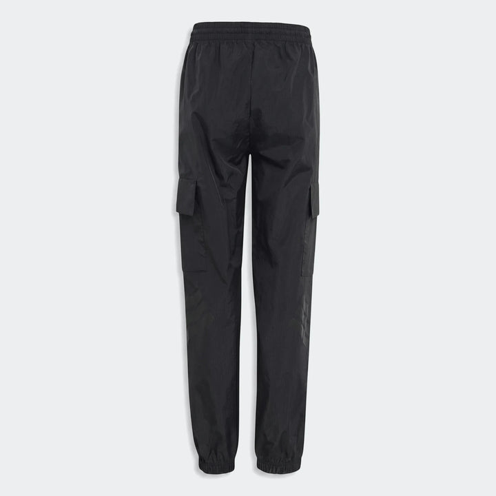 Youth Mercedes-AMG Petronas Formula 1 Team Night Woven Pants in black, featuring a cargo style and elasticated cuffs, shown