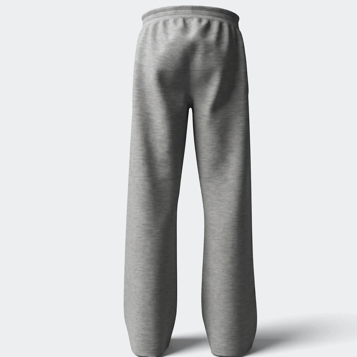 Grey youth wide leg pants, casual and comfortable, viewed from the back showing elastic waistband and relaxed fit.