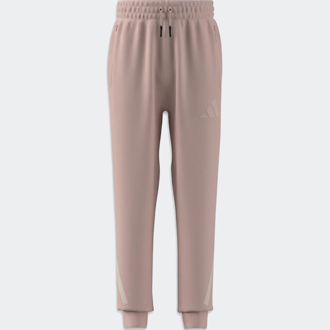Light pink Youth Z.N.E. Track Pants, shown in a flat lay with an elastic waist, drawstring, and Adidas logo.